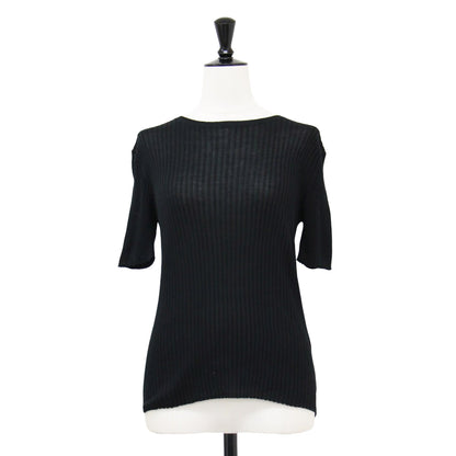 コットン リブ クルーネック プルオーバー / ニット ハーフスリーブ 半袖 ウォッシャブル