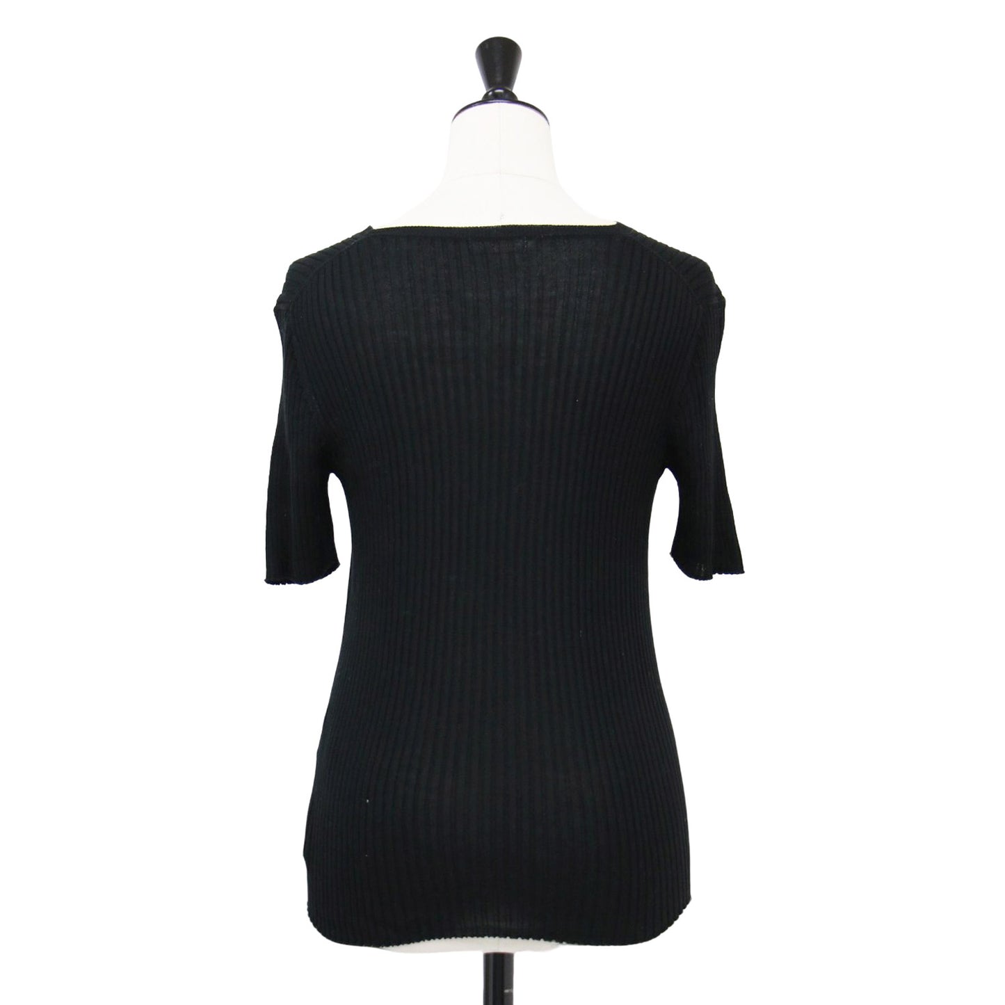 コットン リブ クルーネック プルオーバー / ニット ハーフスリーブ 半袖 ウォッシャブル