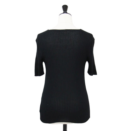 コットン リブ クルーネック プルオーバー / ニット ハーフスリーブ 半袖 ウォッシャブル