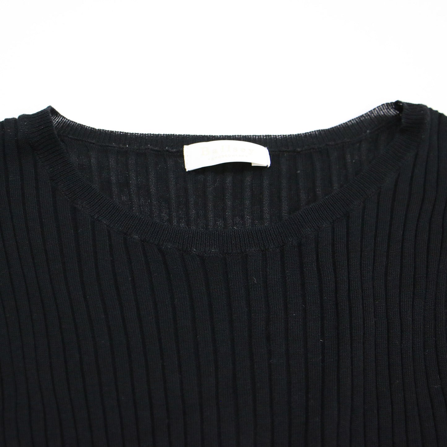 コットン リブ クルーネック プルオーバー / ニット ハーフスリーブ 半袖 ウォッシャブル