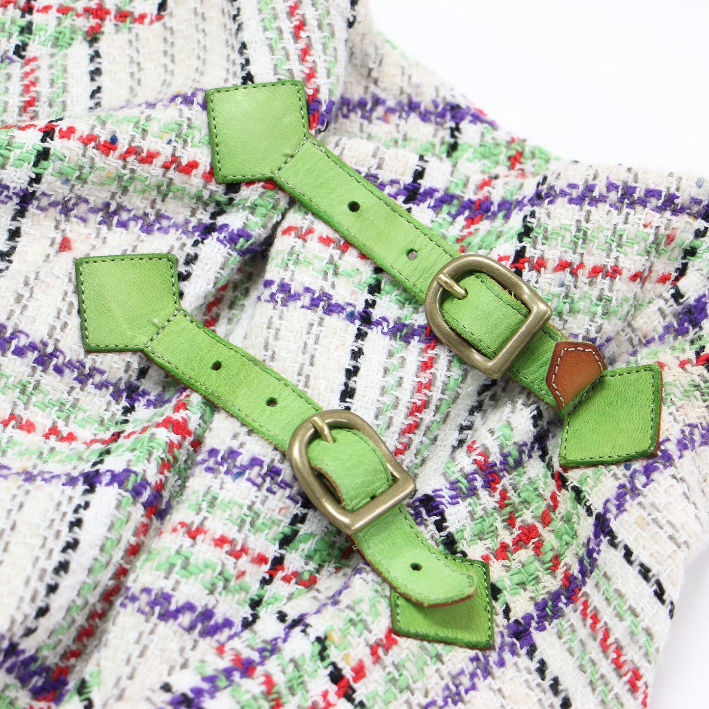 チェック ツイード ロング スカート / Raft Skirt マキシ丈 フレア ベルト コットン ウール シルク