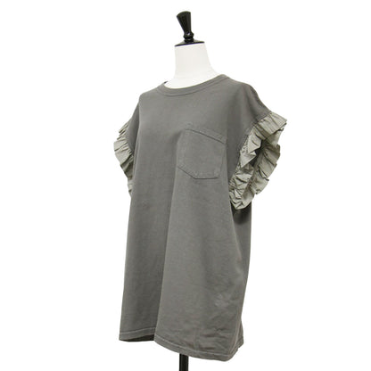 フリル スリーブ Tシャツ / カットソー 半袖 クルーネック リメイク