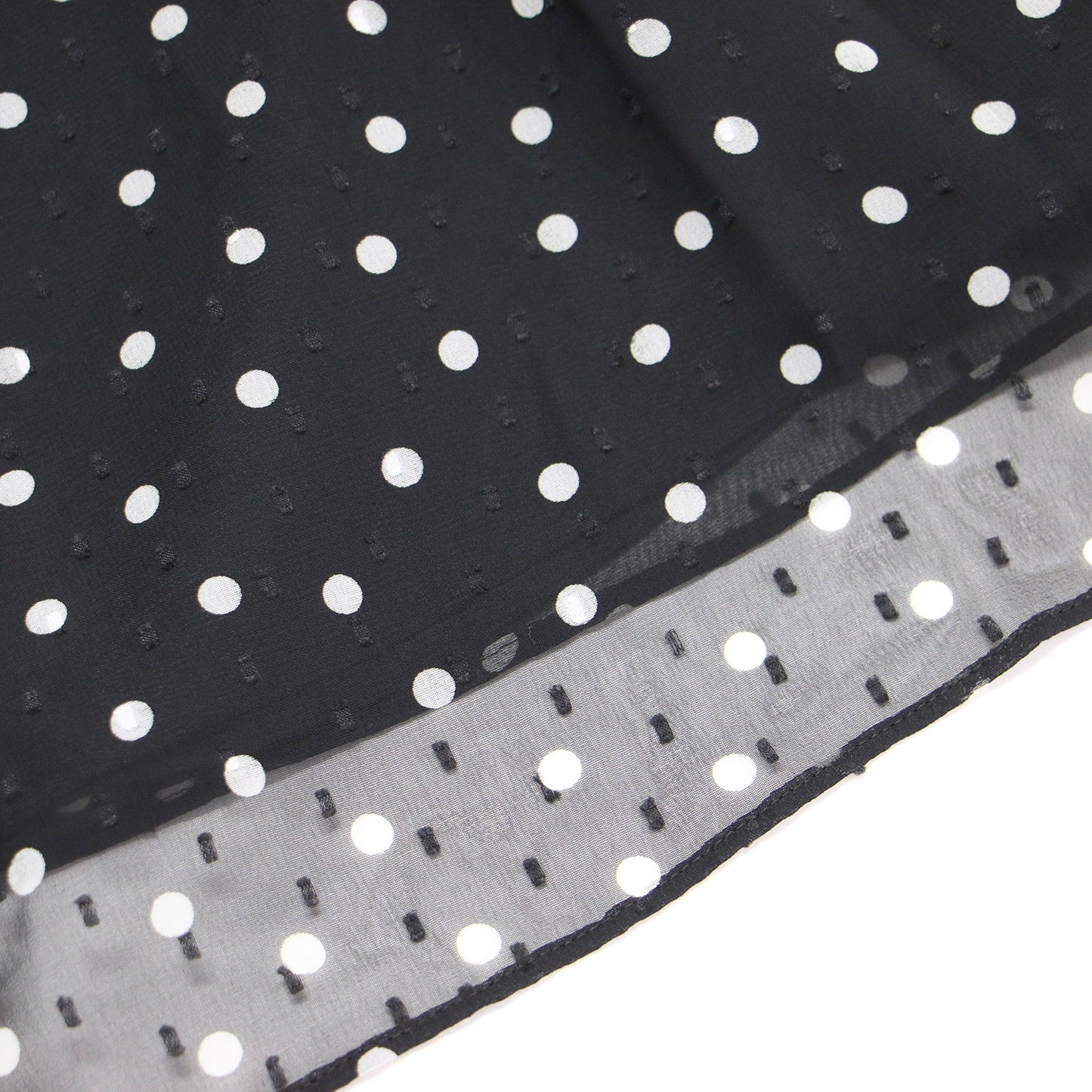 ドット フリル シアー ロング ワンピース / 長袖 ハイネック ティアード リボン