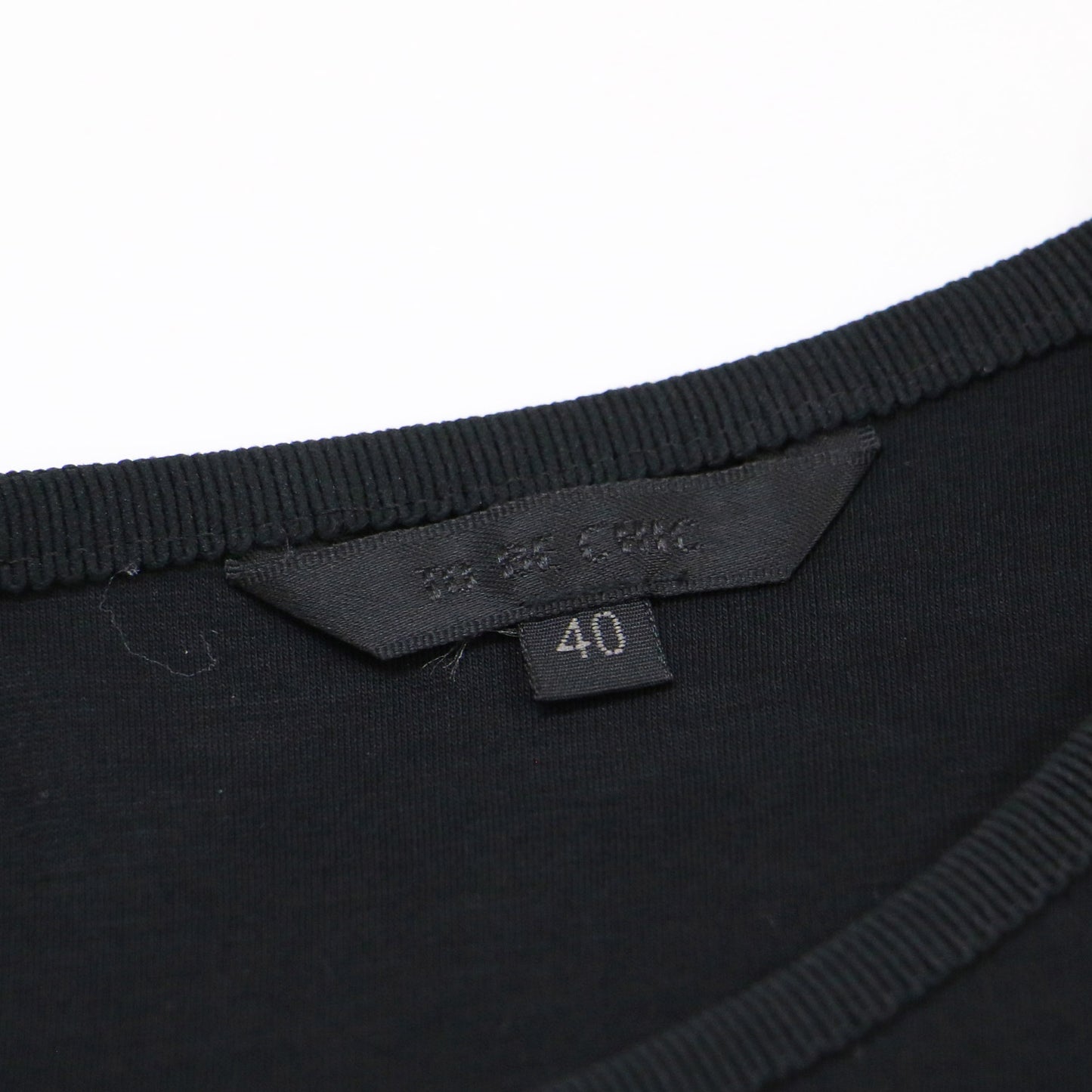 リボン ジャージー カットソー / ブラウス クルーネック 7分袖 異素材 ストレッチ コットン