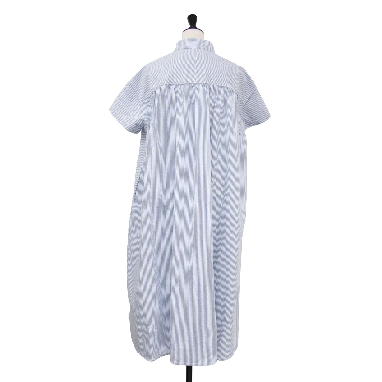 25春夏 オックス コック 半袖 ワンピース / ロング丈 ストライプ ワイド Aライン コットン