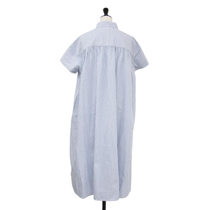 25春夏 オックス コック 半袖 ワンピース / ロング丈 ストライプ ワイド Aライン コットン