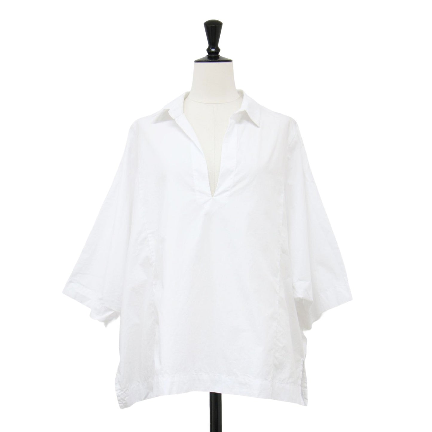 25春夏 ハーフスリーブ スキッパーシャツ / MARINIERE プルオーバー キーネック ワイド コットン