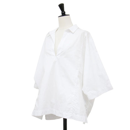 25春夏 ハーフスリーブ スキッパーシャツ / MARINIERE プルオーバー キーネック ワイド コットン