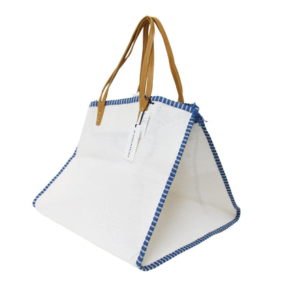 メッシュ トートバッグ / BIG CUBE ハンドバッグ ストライプ パイピング フリンジ