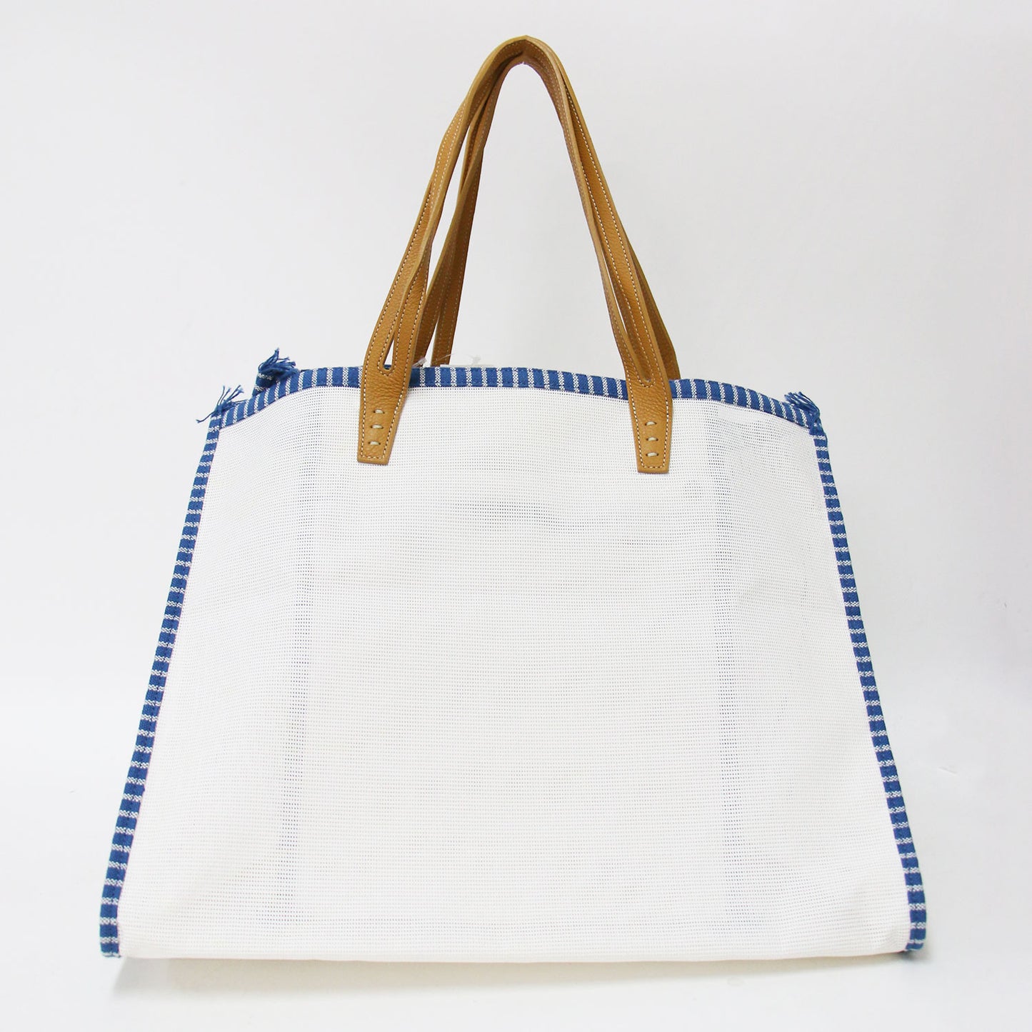 メッシュ トートバッグ / BIG CUBE ハンドバッグ ストライプ パイピング フリンジ