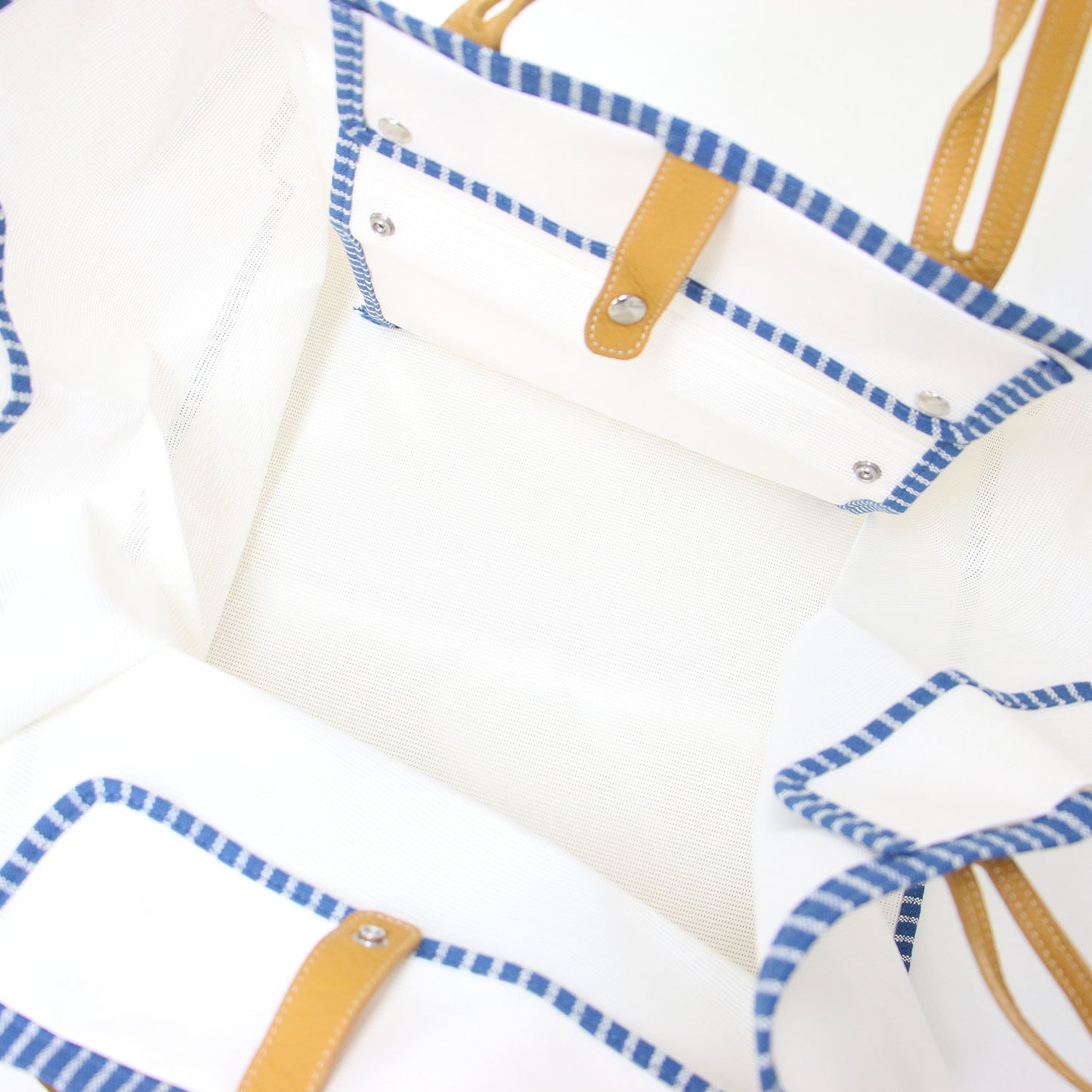 メッシュ トートバッグ / BIG CUBE ハンドバッグ ストライプ パイピング フリンジ