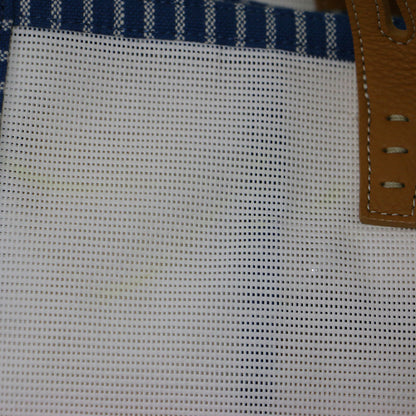 メッシュ トートバッグ / BIG CUBE ハンドバッグ ストライプ パイピング フリンジ