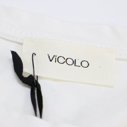 パール ネックレス風 Tシャツ / カットソー 半袖 ショートスリーブ クルーネック コットン