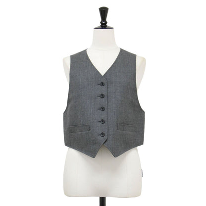 24秋冬 ウール トロピカル ベスト / ジレ Vネック シュート丈 コンパクト