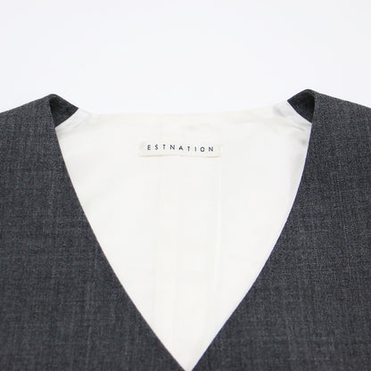 24秋冬 ウール トロピカル ベスト / ジレ Vネック シュート丈 コンパクト