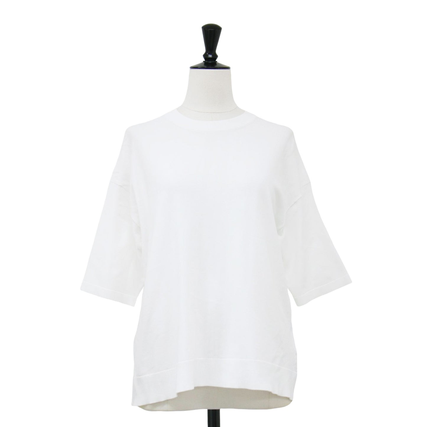 24秋冬 クルーネック ニット Tシャツ / ADLER RAMIEL カットソー 半袖 クロップド丈 ストレッチ ウォッシャブル