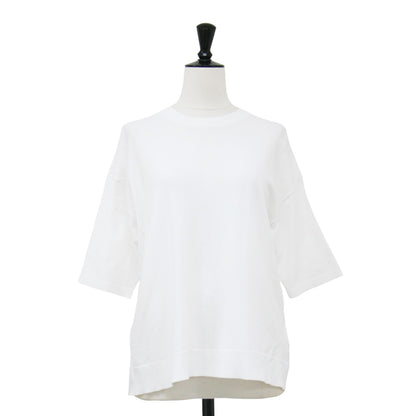 24秋冬 クルーネック ニット Tシャツ / ADLER RAMIEL カットソー 半袖 クロップド丈 ストレッチ ウォッシャブル