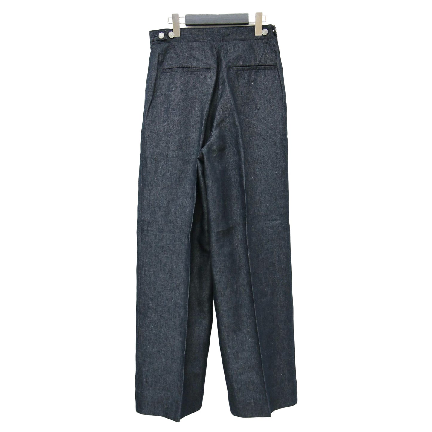 24春夏 デニム サイドベルト パンツ / ワイドパンツ ハイウエスト ツータック センタープレス リネン
