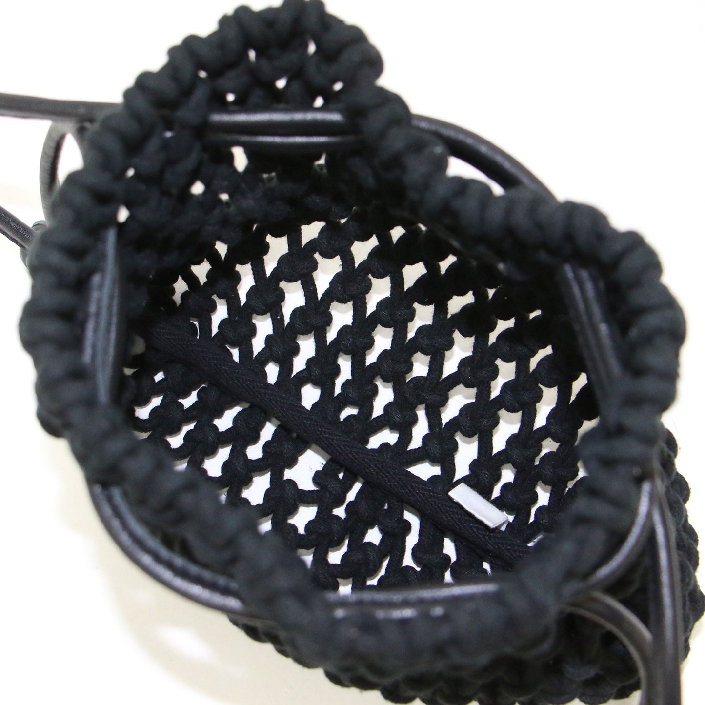 レザー メッシュ ポーチ / GOA バッグ 巾着 ニット コットン