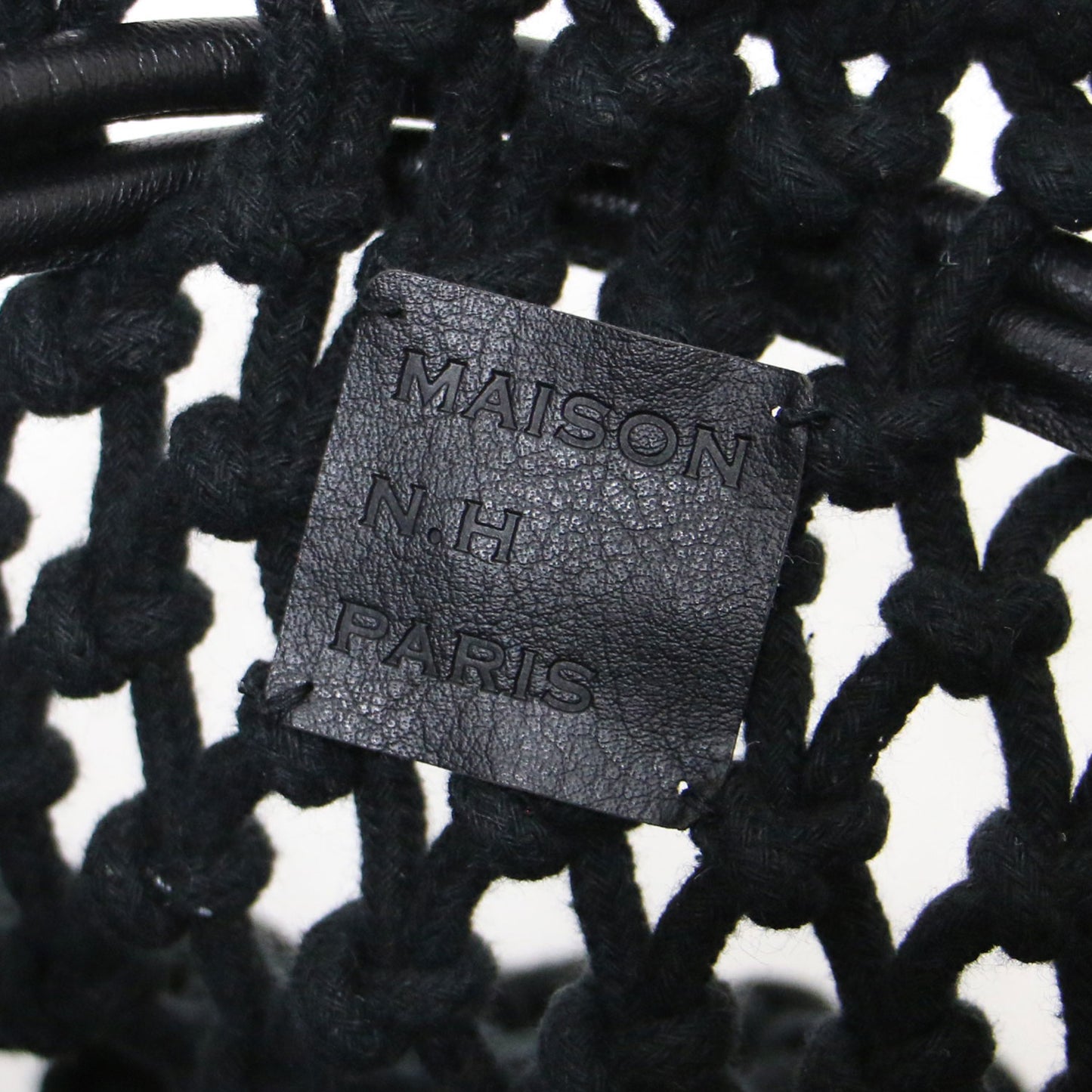 レザー メッシュ ポーチ / GOA バッグ 巾着 ニット コットン