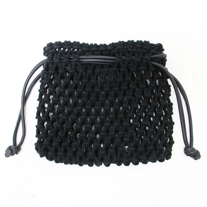 レザー メッシュ ポーチ / GOA バッグ 巾着 ニット コットン