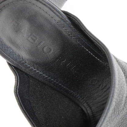 スクエアトゥ ソフトレザー ミュール サンダル / スクエアヒール 本革