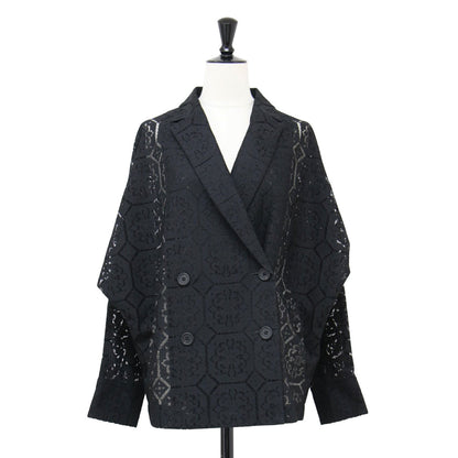 レース ドルマン ブラウス ダブルジャケット / 長袖 テーラード ワイド ウォッシャブル