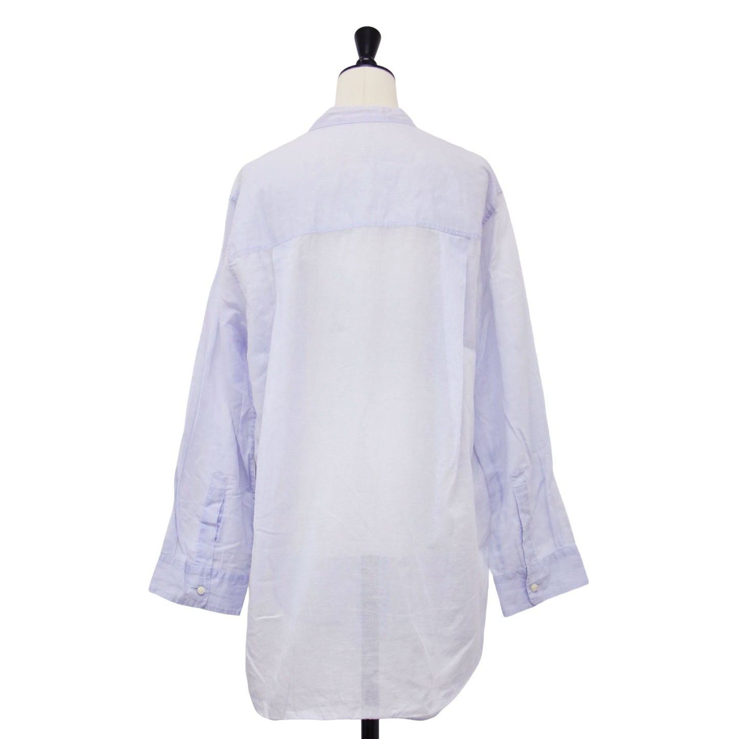 オーガンジー チュニック シャツ / 長袖 バンドカラー ドロップショルダー スリット コットン