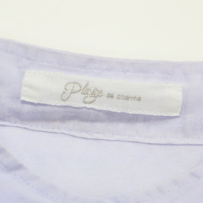 オーガンジー チュニック シャツ / 長袖 バンドカラー ドロップショルダー スリット コットン