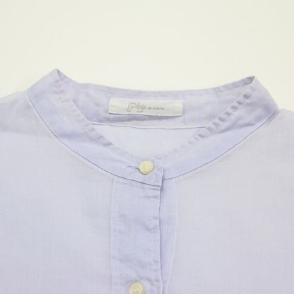 オーガンジー チュニック シャツ / 長袖 バンドカラー ドロップショルダー スリット コットン