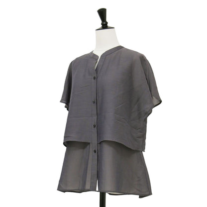 25春夏 ティアード ブラウス / シャツ 半袖 前開き エアリー ウォッシャブル