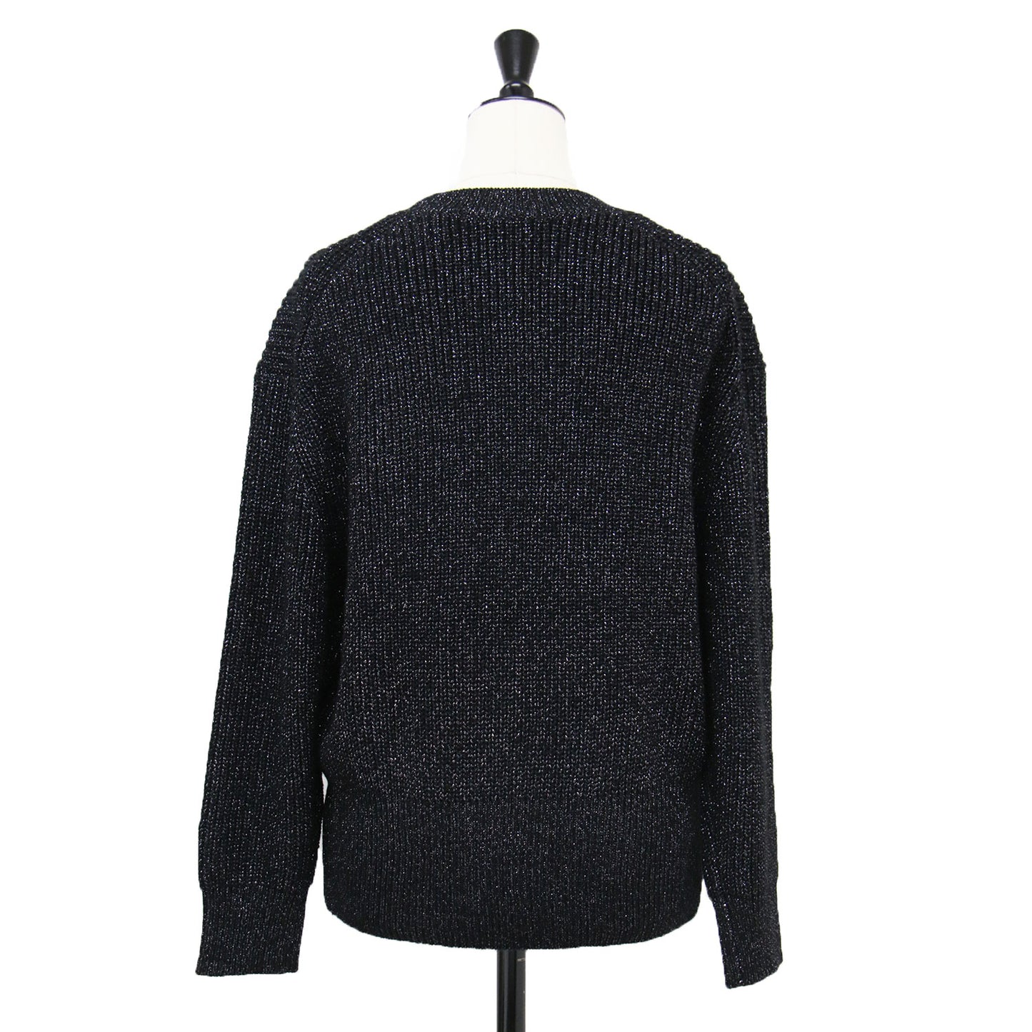 24秋冬 メタリック クルーネック セーター / ニット プルオーバー 長袖 畦編み