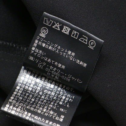 フレンチ スリーブ ブラウス / 半袖 バンドカラー 比翼 ラウンドヘム