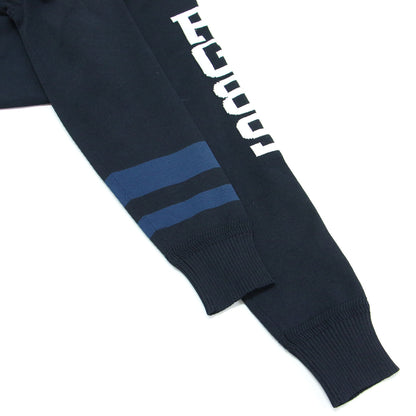 エンブレム ロゴ クルーネック ニット / プルオーバー 長袖 ライン入り ハイゲージ