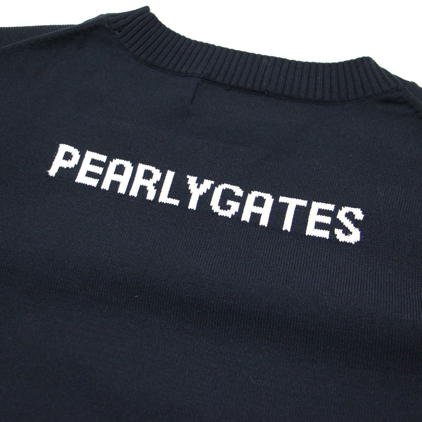 エンブレム ロゴ クルーネック ニット / プルオーバー 長袖 ライン入り ハイゲージ