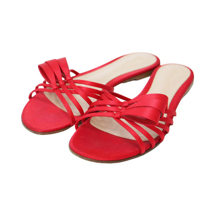 サテン リボン フラット サンダル