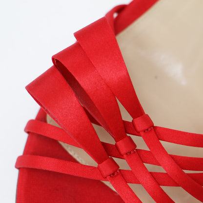 サテン リボン フラット サンダル