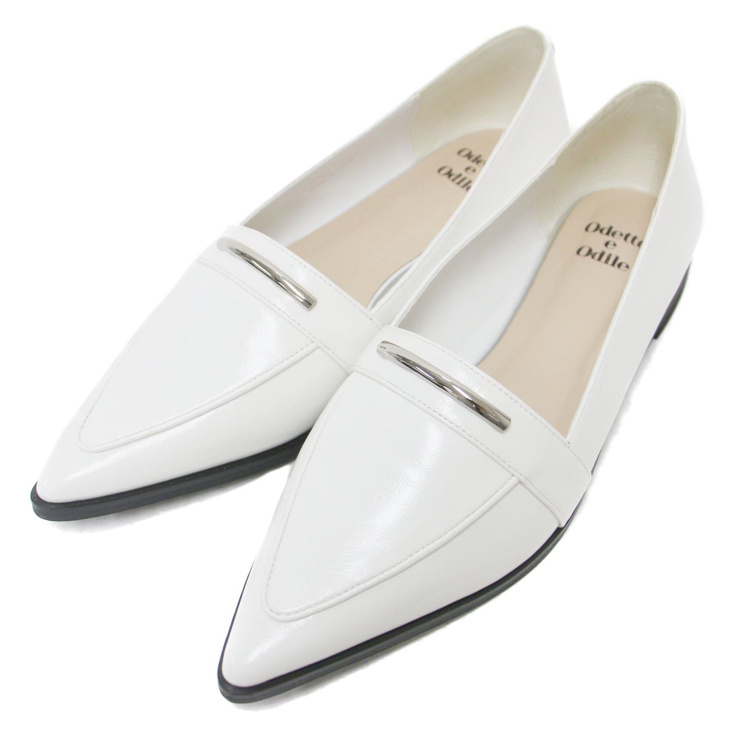 24春夏 ポインテッド メタルバー フラットシューズ / ローファー スムース