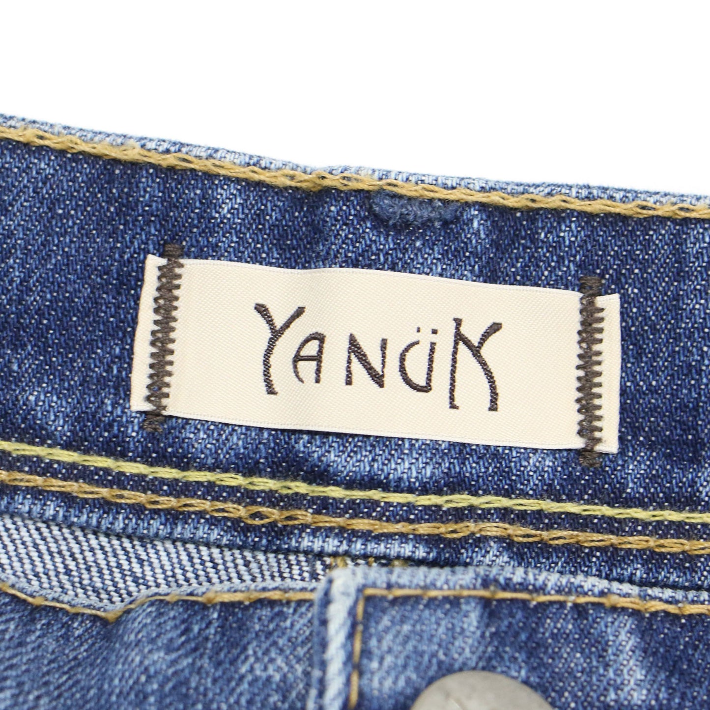 Aライン デニム スカート / ミディ丈 ハイウエスト スリット ヴィンテージ加工