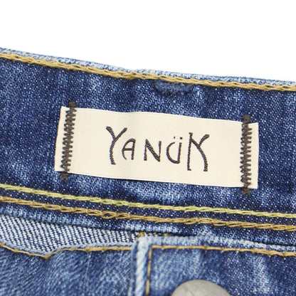 Aライン デニム スカート / ミディ丈 ハイウエスト スリット ヴィンテージ加工