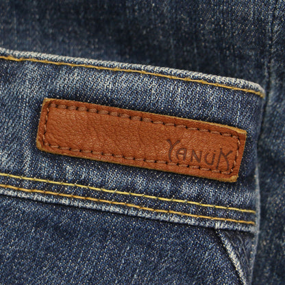 Aライン デニム スカート / ミディ丈 ハイウエスト スリット ヴィンテージ加工