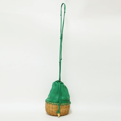 ラタンボトム 巾着 ショルダーバッグ / レザー 牛革 2WAY