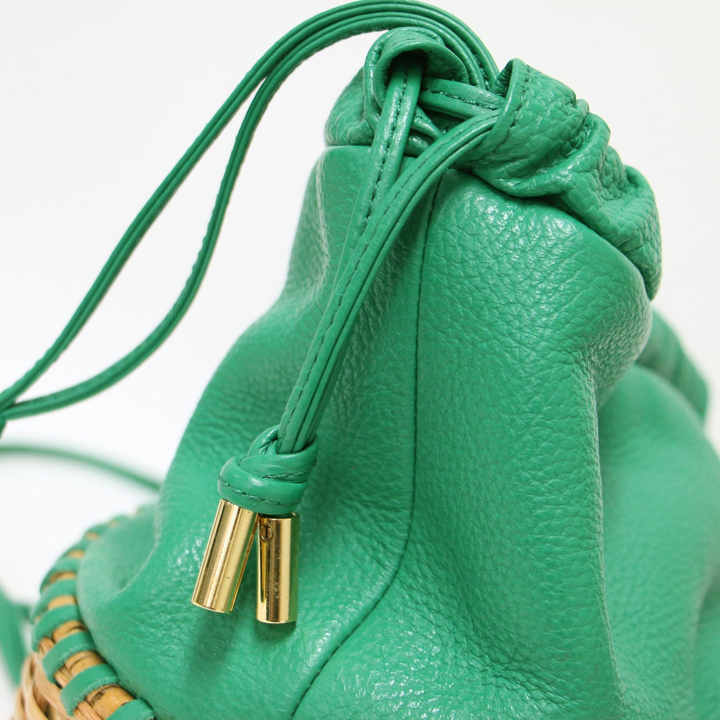 ラタンボトム 巾着 ショルダーバッグ / レザー 牛革 2WAY