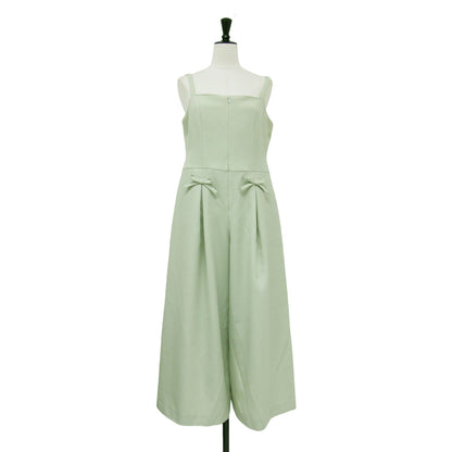 25春夏 リボン付き サロペット パンツ / オールインワン ワイド タック ファスナー