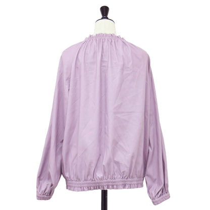 フェイクレザー ギャザー ブルゾン / ジャケット 長袖 ラグランスリーブ フリル