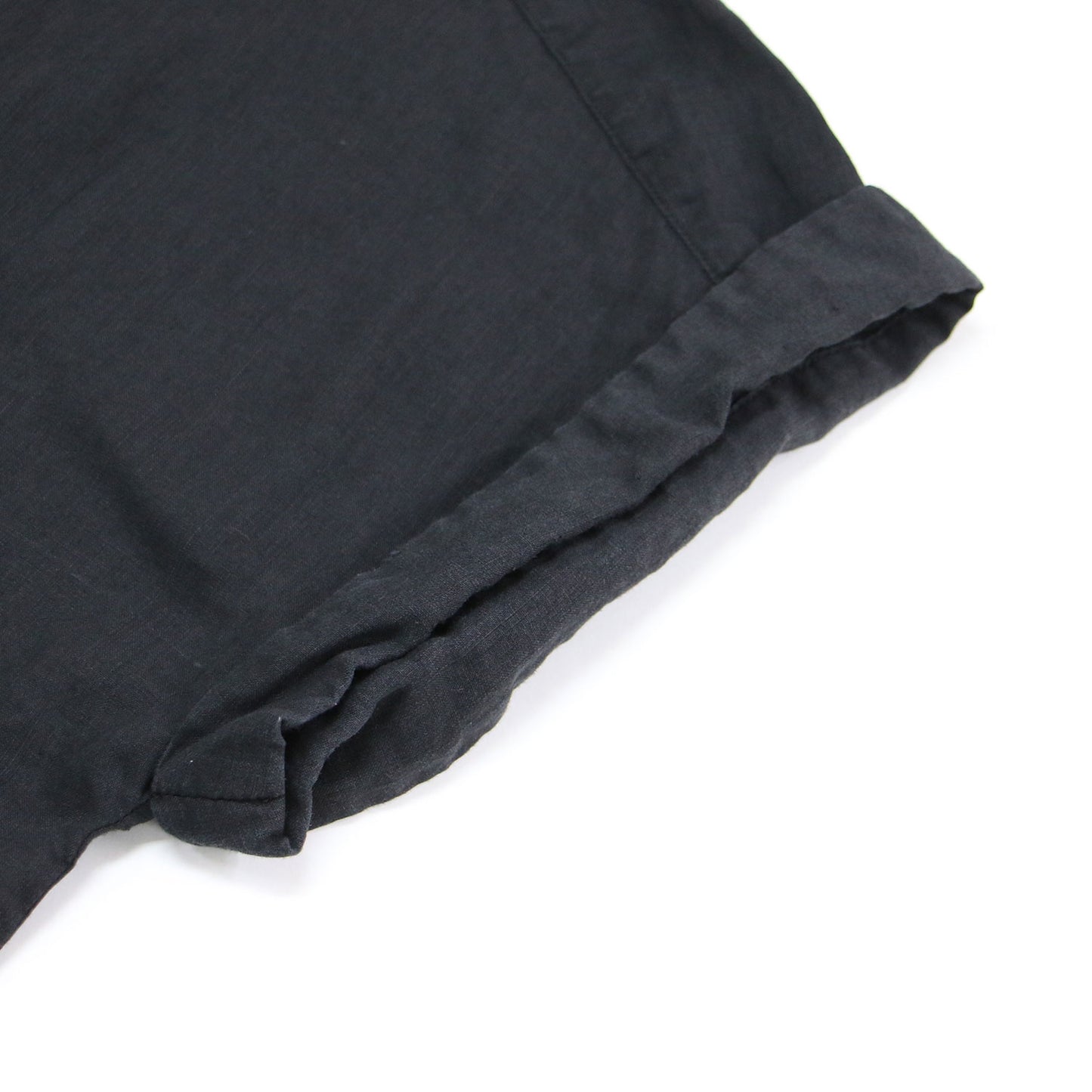 リネン ラミー シルク フレンチスリーブ ブラウス / 半袖 ロールアップ バンドカラー