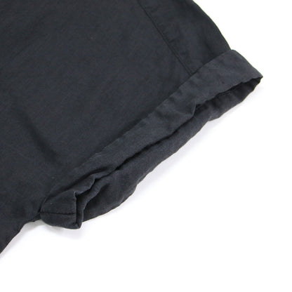 リネン ラミー シルク フレンチスリーブ ブラウス / 半袖 ロールアップ バンドカラー