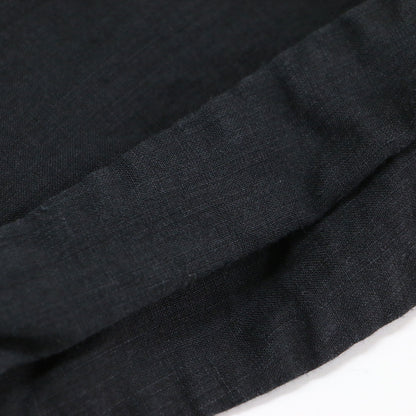 リネン ラミー シルク フレンチスリーブ ブラウス / 半袖 ロールアップ バンドカラー