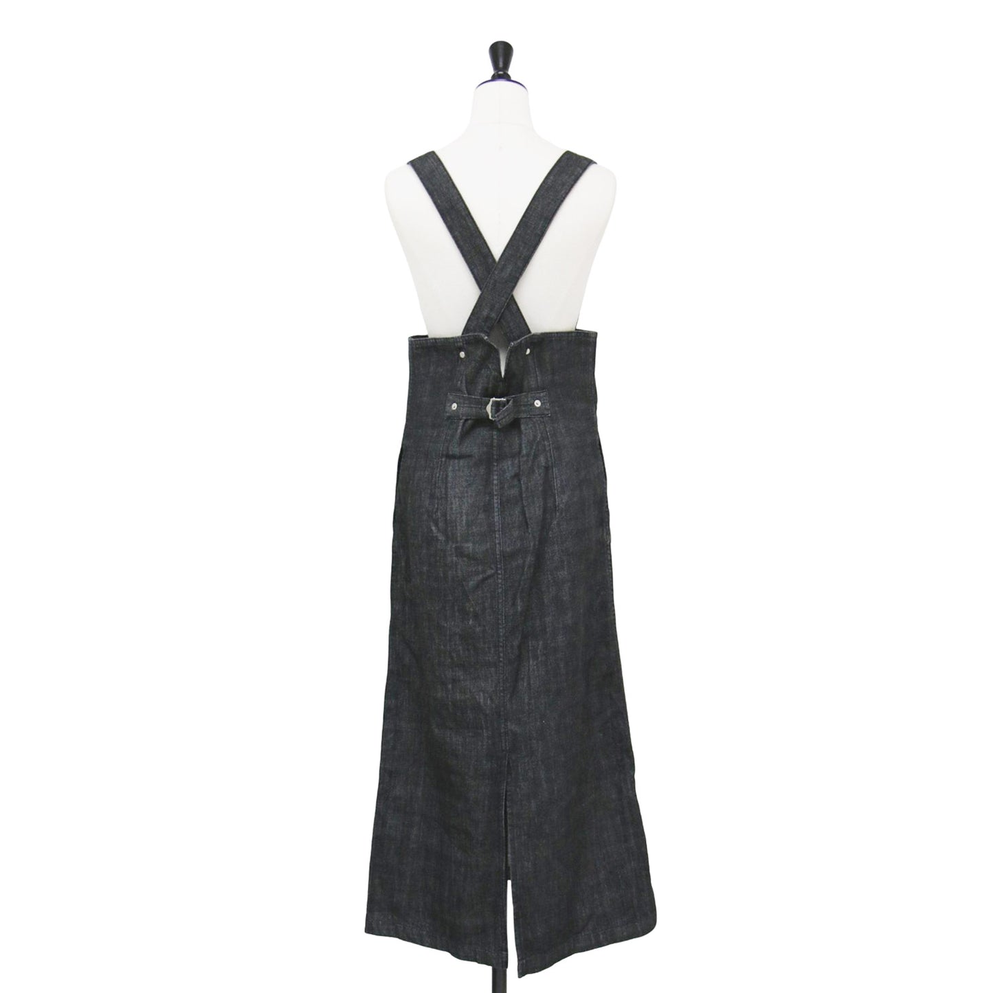 コットン デニム ハイウエスト ジャンパースカート / ロング丈 Aライン スリット