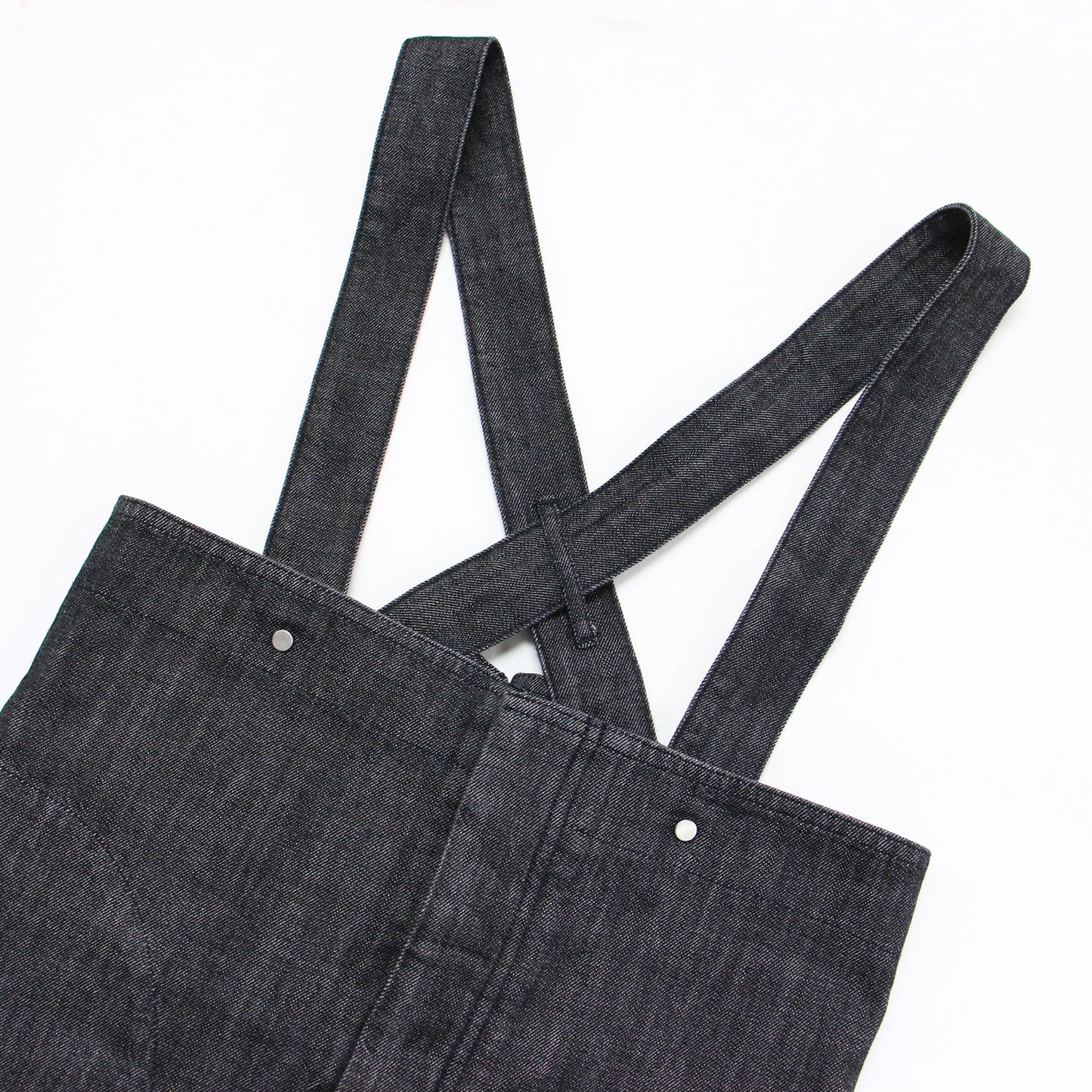 コットン デニム ハイウエスト ジャンパースカート / ロング丈 Aライン スリット